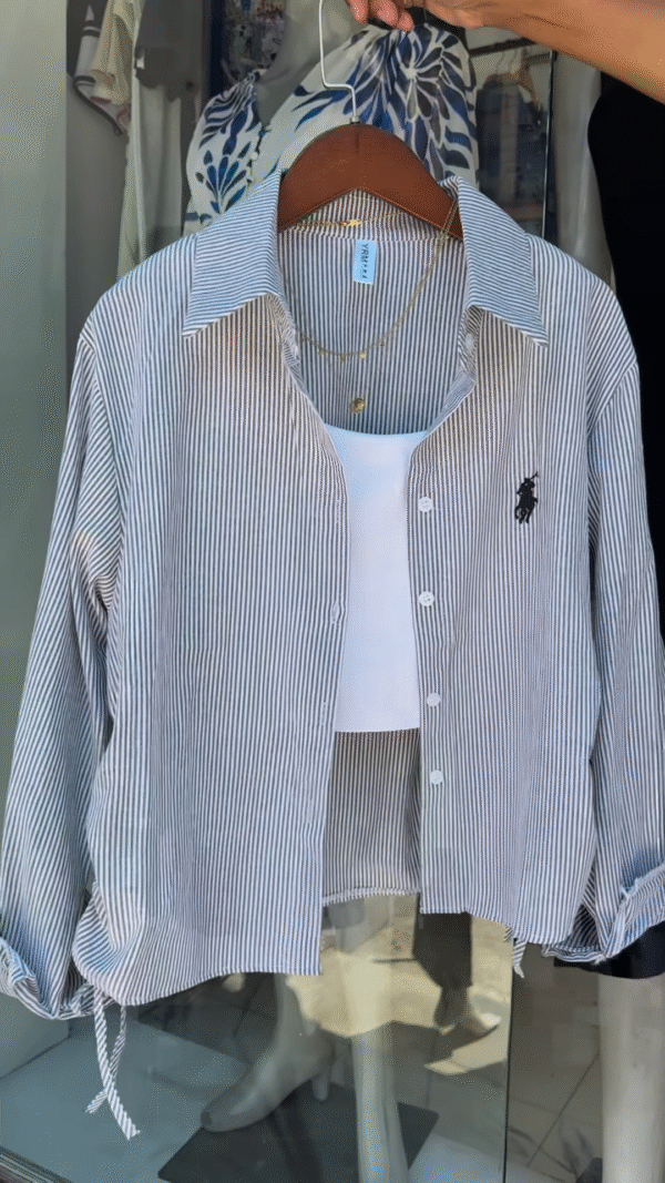 Classic Ralph Lauren Pinstripe Shirt with Contemporary Tank Styling
