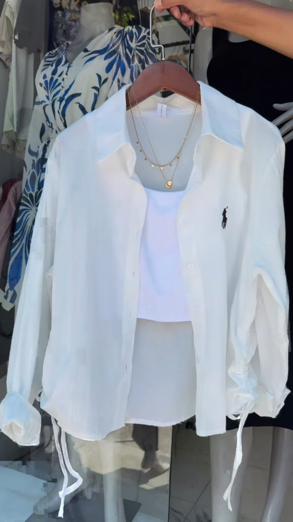Classic Ralph Lauren Pinstripe Shirt with Contemporary Tank Styling