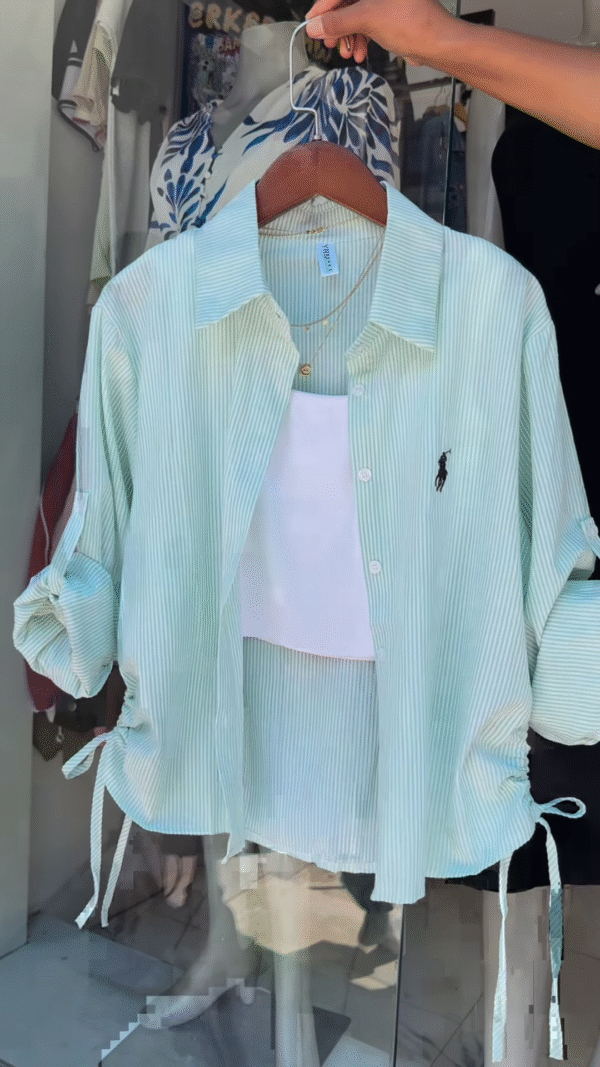 Classic Ralph Lauren Pinstripe Shirt with Contemporary Tank Styling