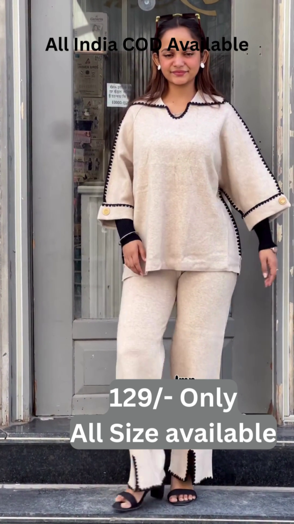 Cozy Chic Contrast-Trim Knit Co‑Ord Set 🤍✨