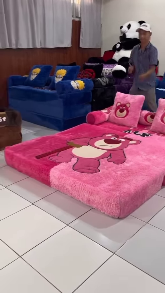 Cuteness Meets Comfort – The Ultimate Plush Sofabed 🐰💜🍓