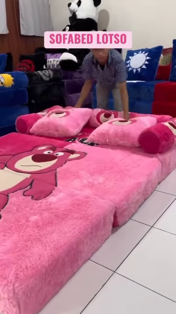 Cuteness Meets Comfort – The Ultimate Plush Sofabed 🐰💜🍓