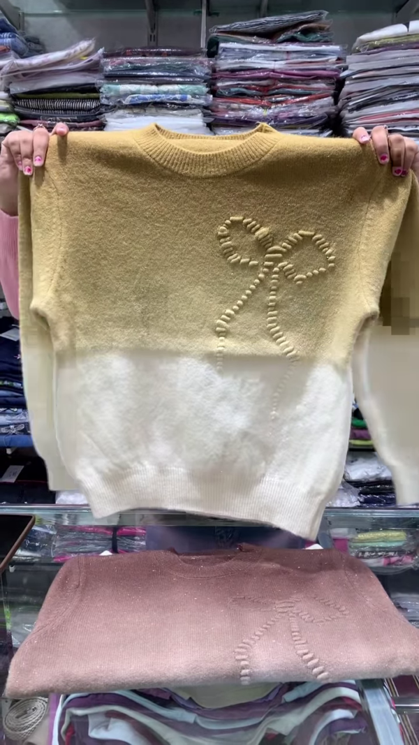 Dreamy Ombre Bow Knit Winter Sweater Collection 🎀✨