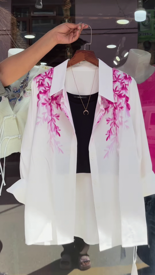 🌿 Elegant Floral Embroidered Shirt – Available in 3 Colors! 🌿