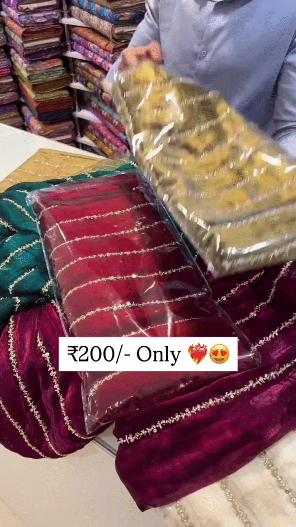 Elegant Soft-Finish Saree with Delicate Sequin & Thread Line Work