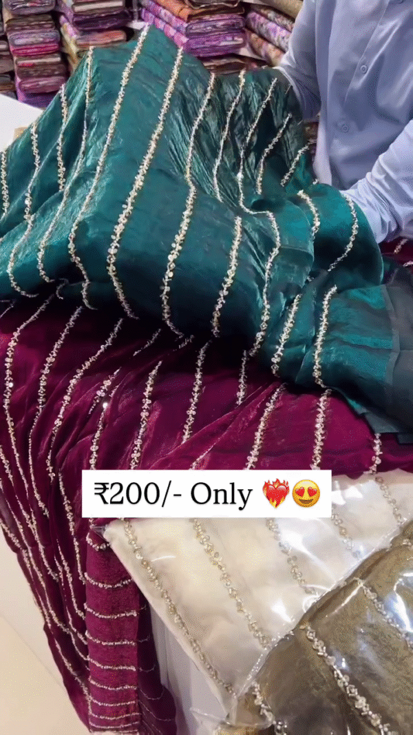 Elegant Soft-Finish Saree with Delicate Sequin & Thread Line Work