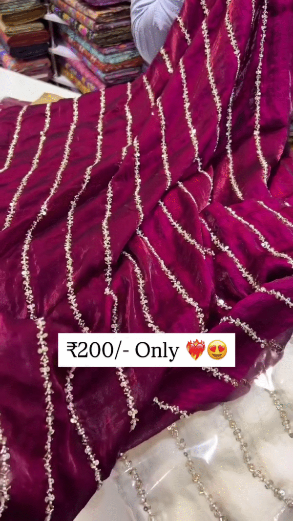 Elegant Soft-Finish Saree with Delicate Sequin & Thread Line Work