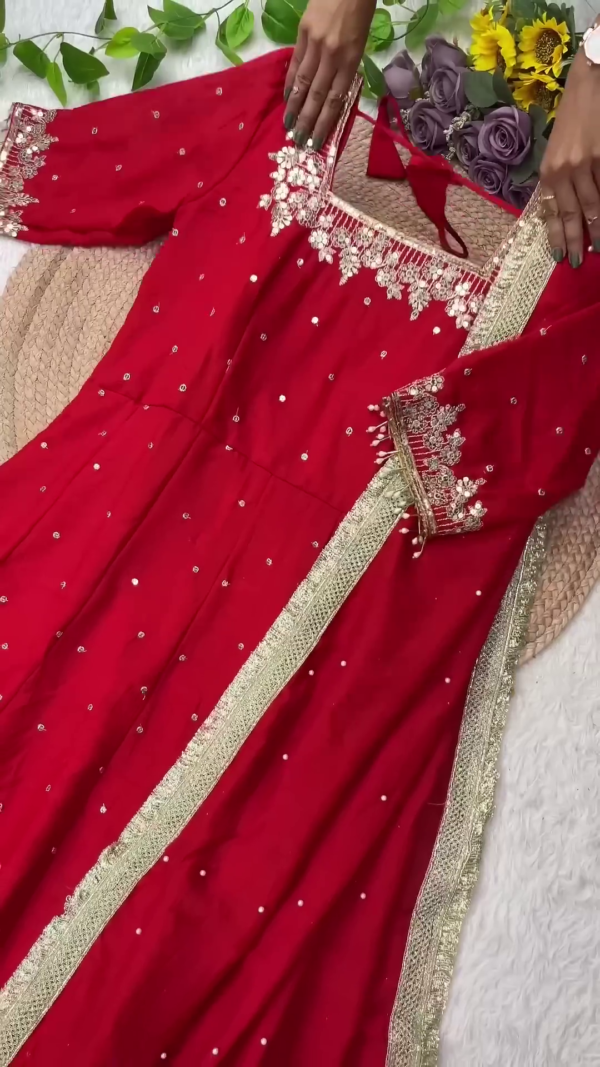 Grand Midnight Black Anarkali with Golden Zari Artistry
