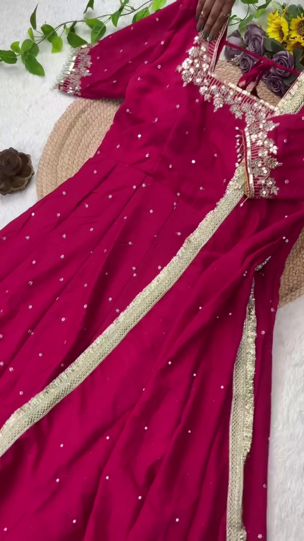 Grand Midnight Black Anarkali with Golden Zari Artistry