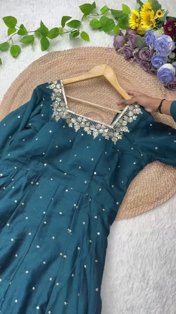 Grand Midnight Black Anarkali with Golden Zari Artistry