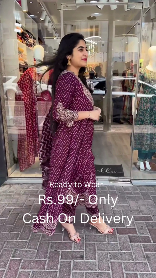 Grandeur Maroon Anarkali Suit Set
