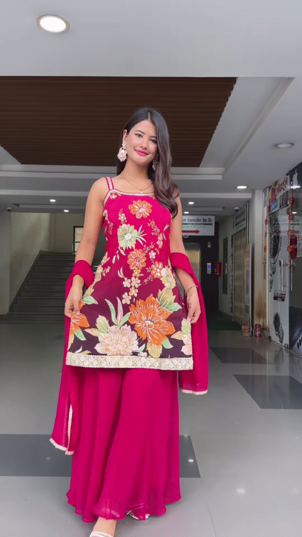 '- Lime Green Floral Embroidered Suit Set with Dupatta – Vibrant Traditional Ensemble for Women