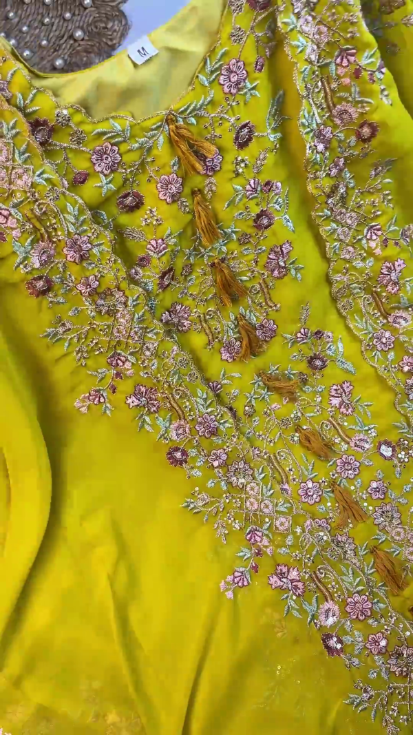 Luminous Cream Embroidered Anarkali with Floral Artistry