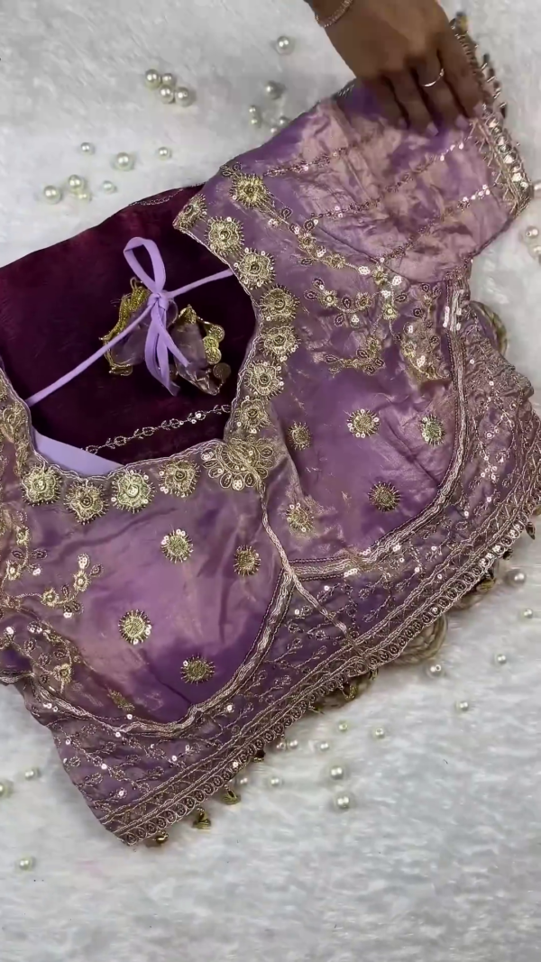 Luxury Lavender Heavy Embroidered Designer Readymade Blouse