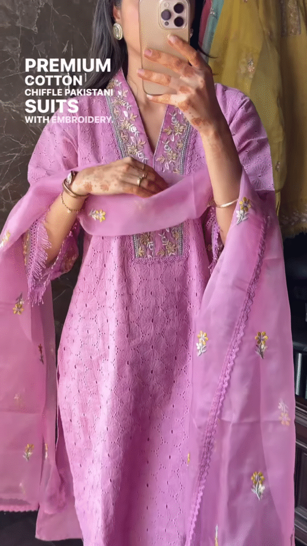 Premium Cotton Chiffon Pakistani Suit in Pink – Embroidered Ethnicwear Set for Women