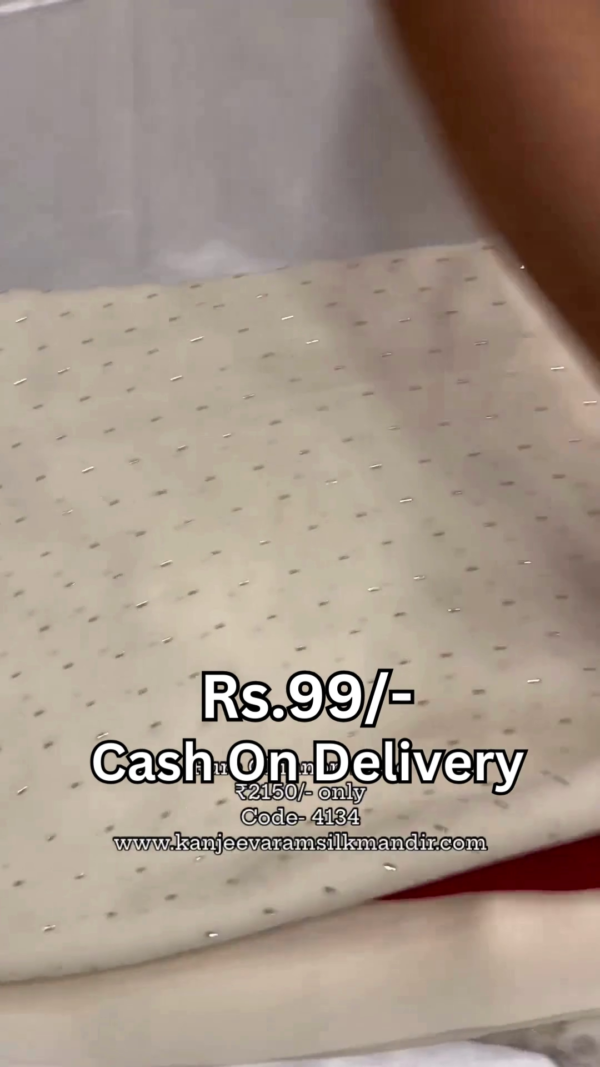 Premium Ivory Silk Saree with Elegant Micro-Stone Embellishments