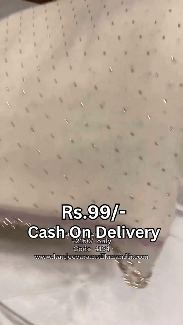 Premium Ivory Silk Saree with Elegant Micro-Stone Embellishments