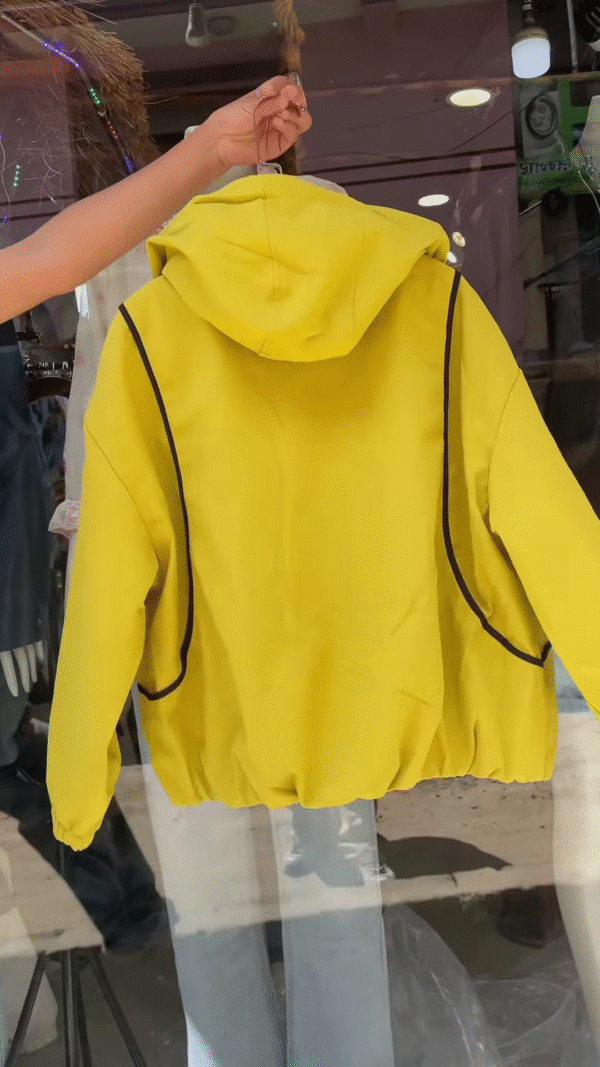 Purple Hooded Jacket with White Trim – Casual Streetwear Layer for Women