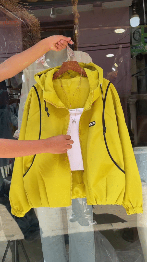 Purple Hooded Jacket with White Trim – Casual Streetwear Layer for Women