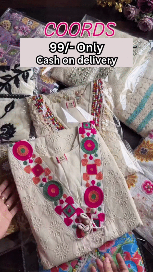 Purple Multicolor Embroidered Coord Set – Affordable Ethnicwear with Cash on Delivery