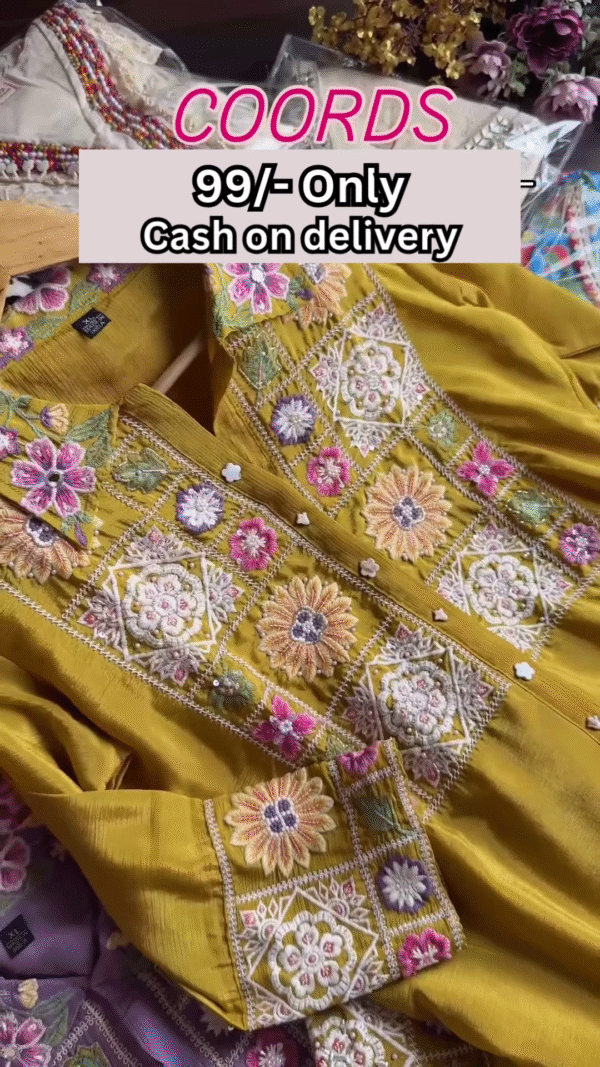 Purple Multicolor Embroidered Coord Set – Affordable Ethnicwear with Cash on Delivery