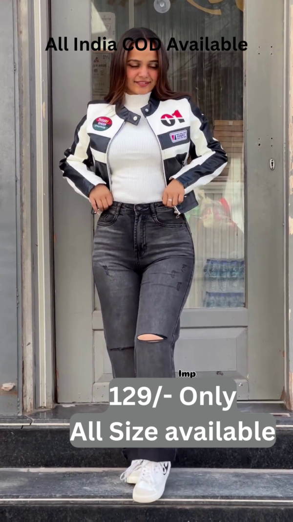 Racer Girl Contrast Biker Jacket for Bold Street Style 🏁🔥
