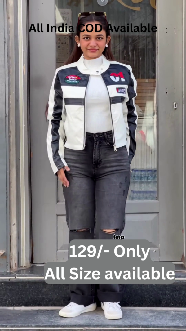 Racer Girl Contrast Biker Jacket for Bold Street Style 🏁🔥