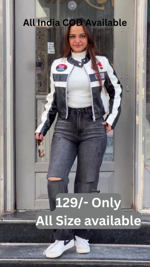 Racer Girl Contrast Biker Jacket for Bold Street Style 🏁🔥