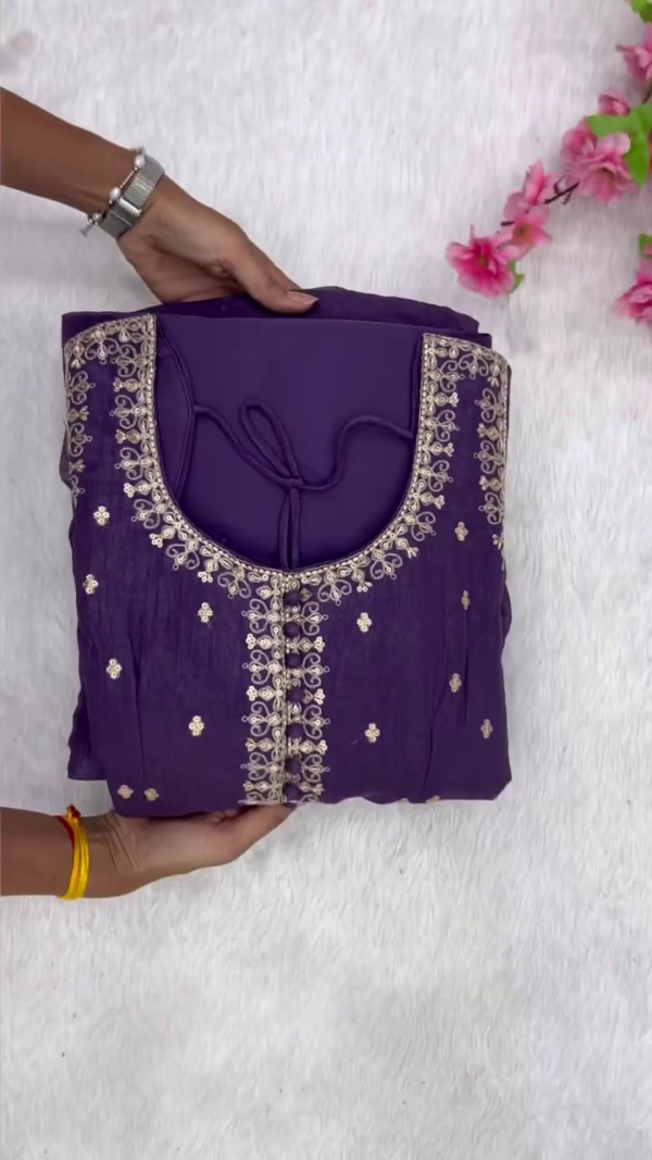 Regal Plum Embroidered Anarkali Set