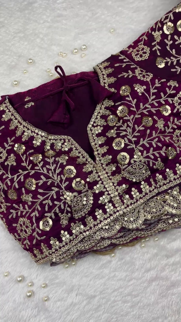 Royal Plum Scalloped Designer Ensemble