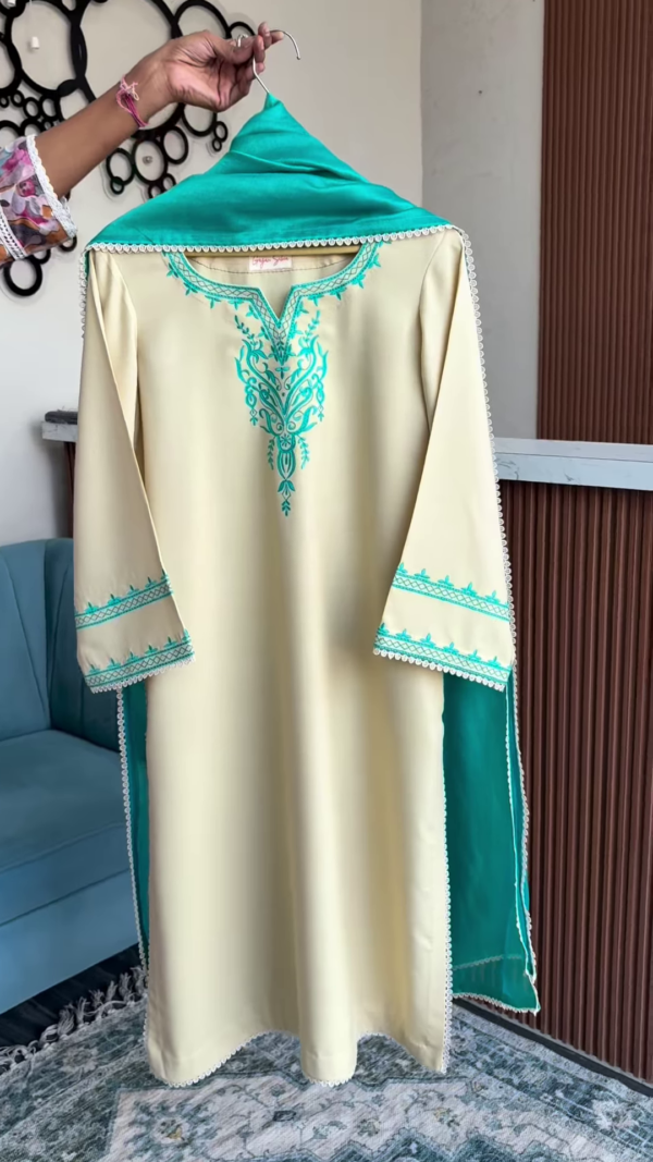 Seafoam Grace Embroidered Modest Kaftan Dress 🌊✨
