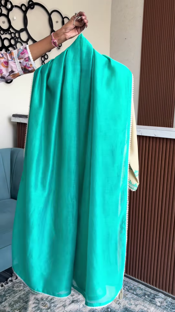 Seafoam Grace Embroidered Modest Kaftan Dress 🌊✨
