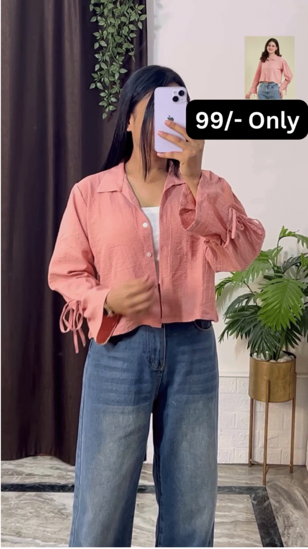 Stylish Brown Overshirt with Black Crop Top and Jeans
