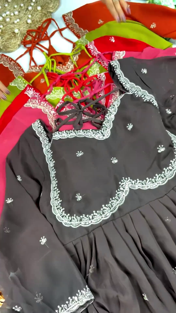 Terracotta Elegance Embroidered Anarkali Gown with Scalloped Detailing