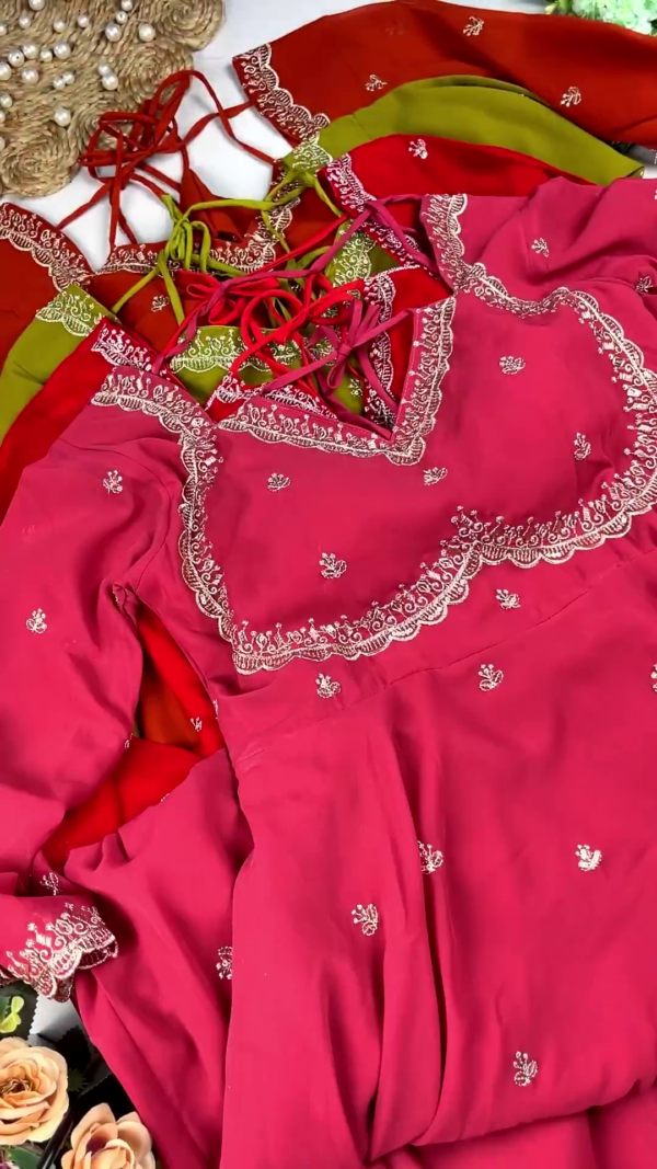Terracotta Elegance Embroidered Anarkali Gown with Scalloped Detailing